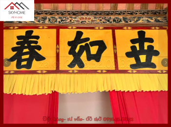 Hoành phi câu đối nhà thờ họ Châu 3 chữ chữ Thế- Như- Xuân